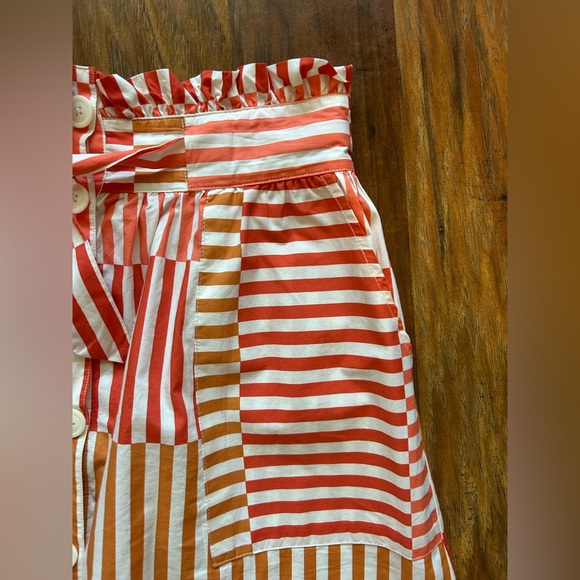 Striped Red and Tan Who What Wear Midi Skirt With Pockets Size Medium Comfy - Picture 5 of 9